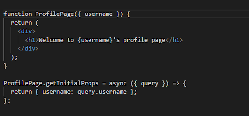 Code to create a dynamic route for the user's username as a parameter