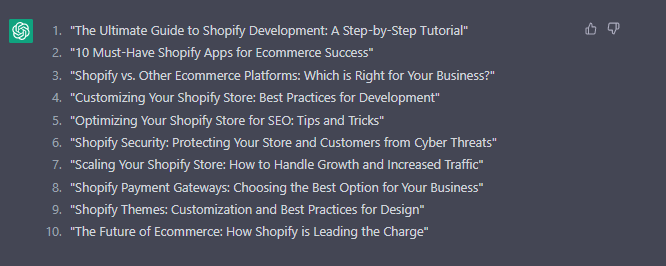 potential blog topics on guide to shopify