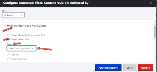 configure contextual filters