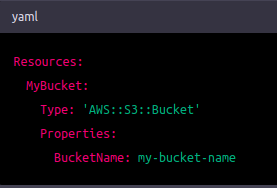 YAML code: creating S3 bucket