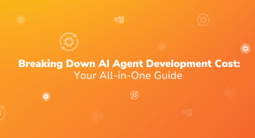 Orange banner with “Breaking Down AI Agent Development Cost: Your All-in-One Guide” in bold white text.
